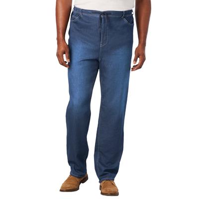 Men's Big & Tall 5-Pocket Relaxed Fit Denim Look Sweatpants by KingSize in Stonewash (Size L) Jeans