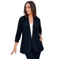 Plus Size Women's Linen Blazer by Jessica London in Black (Size 20 W) Jacket