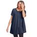 Plus Size Women's Short-Sleeve Pintucked Henley Tunic by Woman Within in Navy (Size 14/16)