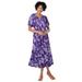 Plus Size Women's Short-Sleeve Button-Front Dress by Woman Within in Radiant Purple Tossed Bouquet (Size 24 W)