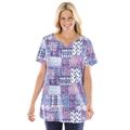 Plus Size Women's 7-Day Print Patchwork Knit Tunic by Woman Within in Navy Geo Patchwork (Size 22/24)