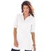 Plus Size Women's Oversized Polo Tunic by Roaman's in White (Size 38/40) Short Sleeve Big Shirt