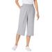 Plus Size Women's Elastic-Waist Knit Capri Pant by Woman Within in Heather Grey (Size 6X)