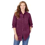 Plus Size Women's Soft Sueded Moleskin Shirt by Woman Within in Deep Claret (Size 5X) Button Down Shirt