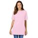 Plus Size Women's Perfect Short-Sleeve Boatneck Tunic by Woman Within in Pink (Size 2X)