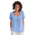 Plus Size Women's Crochet-Trim Knit Top by Woman Within in French Blue (Size 34/36) Shirt