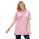 Plus Size Women's Perfect Short-Sleeve Shirred V-Neck Tunic by Woman Within in Pink (Size 5X)