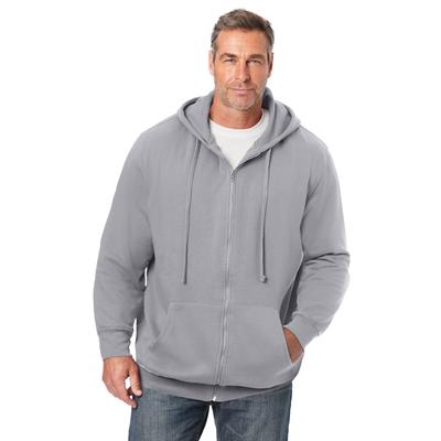 Men's Big & Tall Fleece Zip-Front Hoodie by KingSize in Grey (Size 6XL) Fleece Jacket