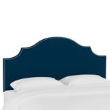 Microsuede Nail Button Botched Headboard by Skyline Furniture in Premier Navy (Size FULL)