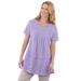 Plus Size Women's Embroidered Eyelet Pintucked Tunic by Woman Within in Soft Iris (Size 1X)