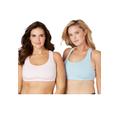 Plus Size Women's Wireless Sport Bra 2-Pack by Comfort Choice in Pastel Pack (Size 1X)