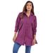 Plus Size Women's Kate Tunic Big Shirt by Roaman's in Purple Multi Stripe (Size 42 W) Button Down Tunic Shirt