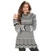 Plus Size Women's Chevron Border Sweater by Roaman's in Gunmetal Stripe (Size 1X)