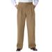 Men's Big & Tall Wrinkle-Free Double-Pleat Pant with Side-Elastic Waist by KingSize in Dark Khaki (Size 58 38)