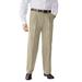 Men's Big & Tall Relaxed Fit Wrinkle-Free Expandable Waist Pleated Pants by KingSize in True Khaki (Size 54 38)