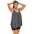 Plus Size Women's Longer Length Mesh Tankini Top by Swim 365 in Silver Foil Dots (Size 20)