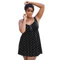 Plus Size Women's Retro Swim Dress by Swim 365 in Black Dot (Size 14) Swimsuit