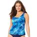 Plus Size Women's Classic Tankini Top by Swimsuits For All in Blue Sparks (Size 12)