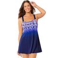 Plus Size Women's Princess Seam Swimdress by Swimsuits For All in Purple Engineered (Size 16)