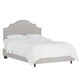 Nail Button Notched Bed by Skyline Furniture in Oxford Stripe Charcoal (Size KING)