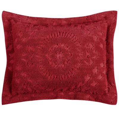 Rio Collection Tufted Chenille Sham by Better Trends in Burgundy (Size EURO)