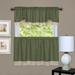 Wide Width Darcy Window Curtain Tier and Valance Set by Achim Home Décor in Green Camel (Size 58" W 24" L)