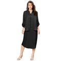 Plus Size Women's Three-Quarter Sleeve Jacket Dress Set with Button Front by Roaman's in Black (Size 34 W)