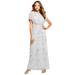 Plus Size Women's Glam Maxi Dress by Roaman's in Pearl Grey (Size 20 W) Beaded Formal Evening Capelet Gown