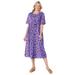 Plus Size Women's Button-Front Essential Dress by Woman Within in Radiant Purple Pretty Blossom (Size 2X)