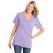 Plus Size Women's Perfect Short-Sleeve V-Neck Tee by Woman Within in Soft Iris (Size 1X) Shirt