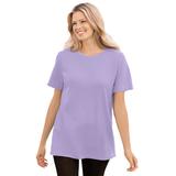 Plus Size Women's Thermal Short-Sleeve Satin-Trim Tee by Woman Within in Soft Iris (Size 1X) Shirt