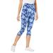 Plus Size Women's Stretch Cotton Printed Capri Legging by Woman Within in Blue Tie-dye (Size M)