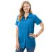 Plus Size Women's Short-Sleeve Button Down Seersucker Shirt by Woman Within in Vibrant Blue (Size 1X)