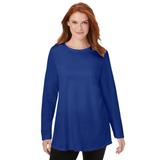 Plus Size Women's Perfect Long-Sleeve Crewneck Tunic by Woman Within in Ultra Blue (Size 14/16)