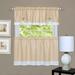 Wide Width Darcy Window Curtain Tier and Valance Set by Achim Home Décor in Tan White (Size 58" W 36" L)