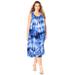 Plus Size Women's Tye-Dye Embellished Dress by Roaman's in Blue Tie Dye (Size 26 W)