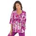 Plus Size Women's Tara Pleated Big Shirt by Roaman's in Raspberry Bloom Floral (Size 28 W) Top