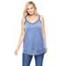 Plus Size Women's Lace-Trim V-Neck Tank by Woman Within in French Blue (Size 30/32) Top