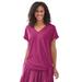 Plus Size Women's Side Tie Knit Tee by Woman Within in Raspberry (Size 14/16)