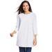 Plus Size Women's Perfect Three-Quarter Sleeve Crewneck Tunic by Woman Within in White (Size 18/20)