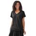 Plus Size Women's Side Tie Knit Tee by Woman Within in Black (Size 30/32)