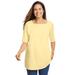 Plus Size Women's Perfect Elbow-Sleeve Square-Neck Tee by Woman Within in Banana (Size M) Shirt