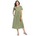 Plus Size Women's Embroidered Lace Bib Knit Dress by Woman Within in Sage (Size 30/32)