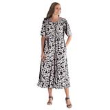 Plus Size Women's Button-Front Essential Dress by Woman Within in Black Pretty Blossom (Size 6X)