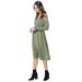 Plus Size Women's Side-Smock Dress by ellos in Light Olive Black Dot (Size 10)