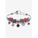 Women's Antique Silvertone Simulated Birthstone 8" Charm Bracelet by PalmBeach Jewelry in July