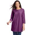 Plus Size Women's Perfect Three-Quarter Sleeve Crewneck Tunic by Woman Within in Plum Purple (Size 18/20)