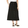Plus Size Women's Perfect Cotton Button Front Skirt by Woman Within in Black (Size 36 WP)