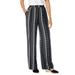 Plus Size Women's Pull-On Elastic Waist Soft Pants by Woman Within in Black Batik Stripe (Size 22 WP)