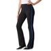 Plus Size Women's Stretch Cotton Side-Stripe Bootcut Pant by Woman Within in Black Bright Cobalt (Size 1X)